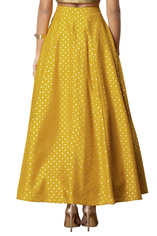 Buy INDYA Yellow Printed Regular Fit Silk Womens Ethnic Skirt