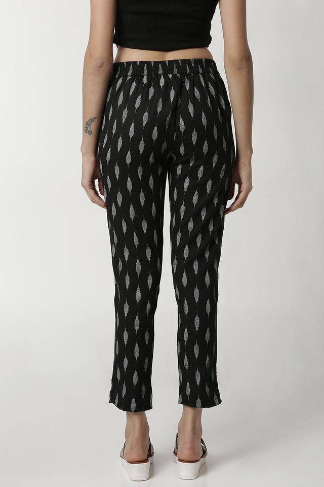 Printed cotton cigarette-cut trousers, black | Weekend Max Mara