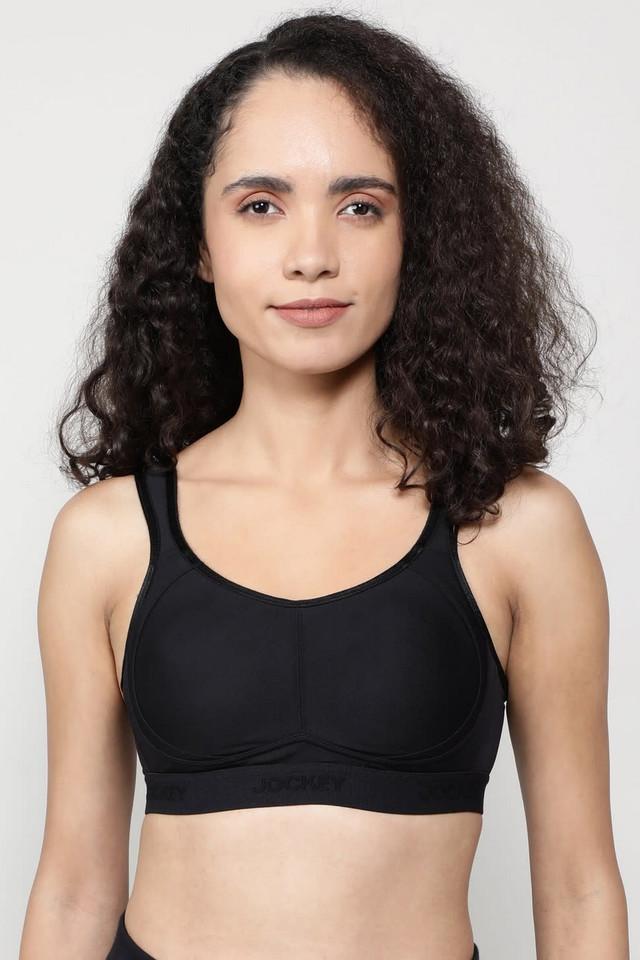 Buy JOCKEY Black Non Wired Regular Straps Medium Padded Women s Sports Bra Shoppers Stop