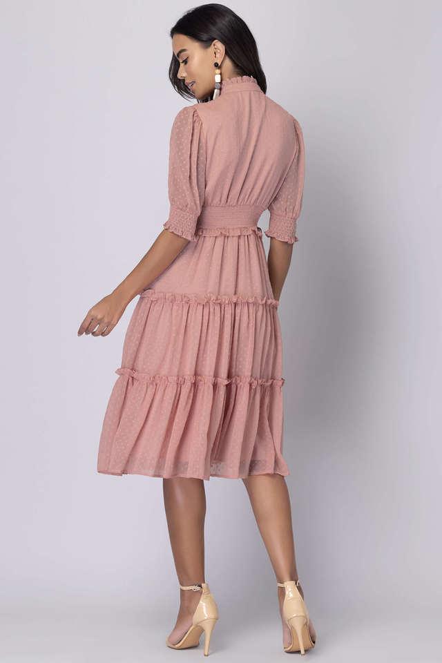 Pink knee cheap length dress