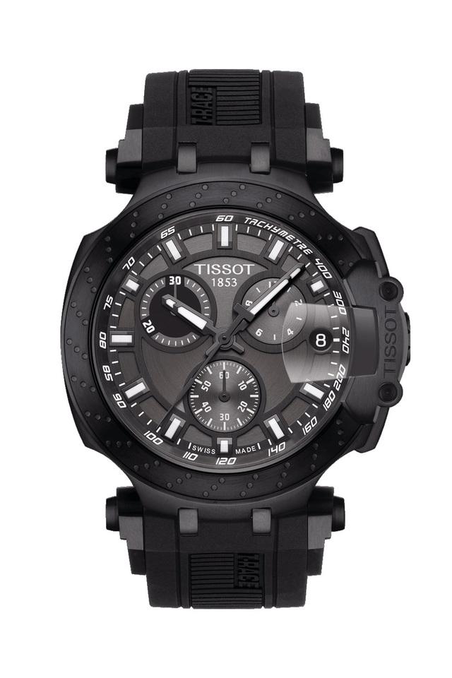 Buy TISSOT Mens Black Dial Silicone Chronograph Watch