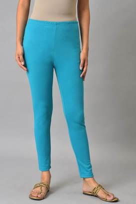 VISCOSE ANKLE LEGGINGS - TURQUOISE