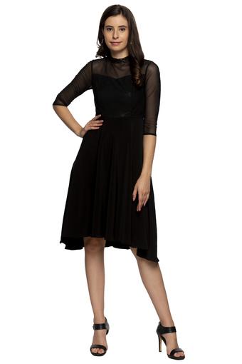 A-line net dress #on myntra  Black net dress, Black dresses online, Summer  maxi dress