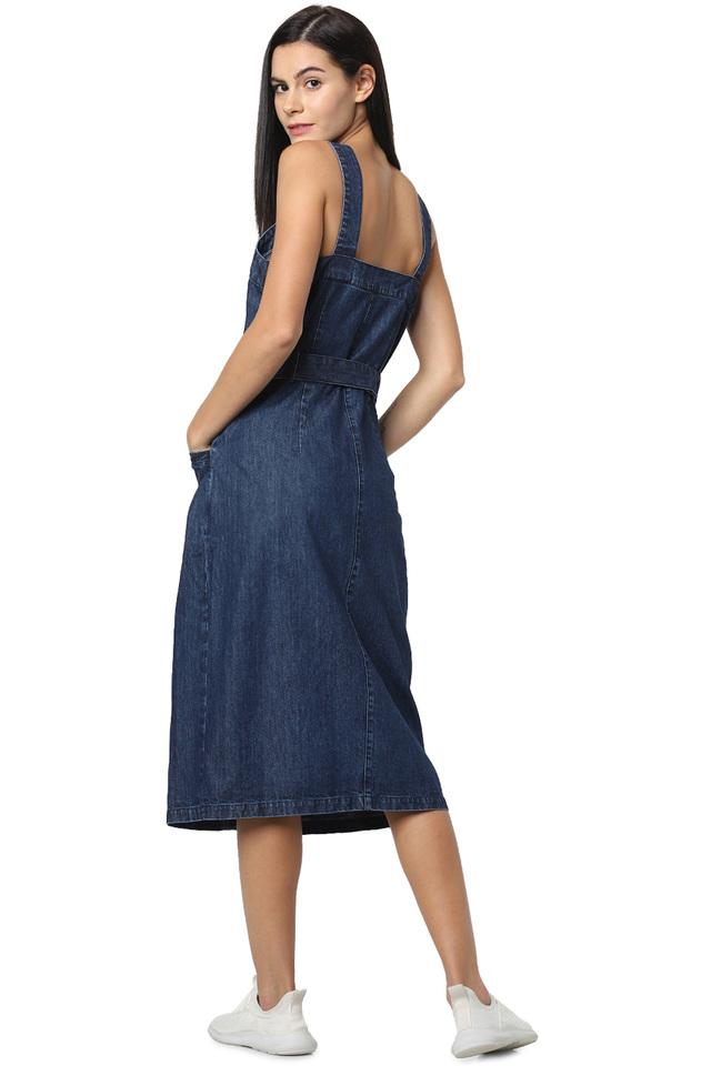 Denim pinafore clearance dress womens