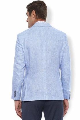 Buy Van Heusen Men Blue Textured Slim Fit Formal Blazer online