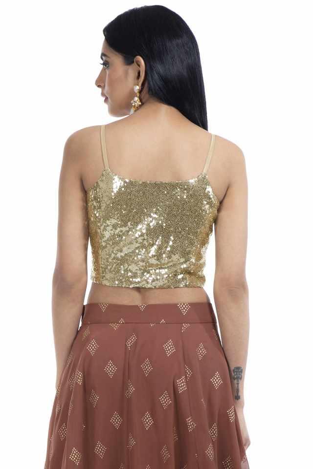 Gold Sequin Bandeau Top, Tops