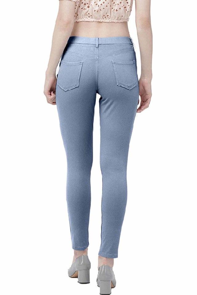 Womens Solid Mid Rise Jeggings