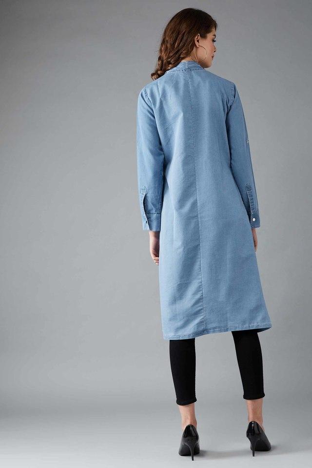 Denim long sales shrug jacket