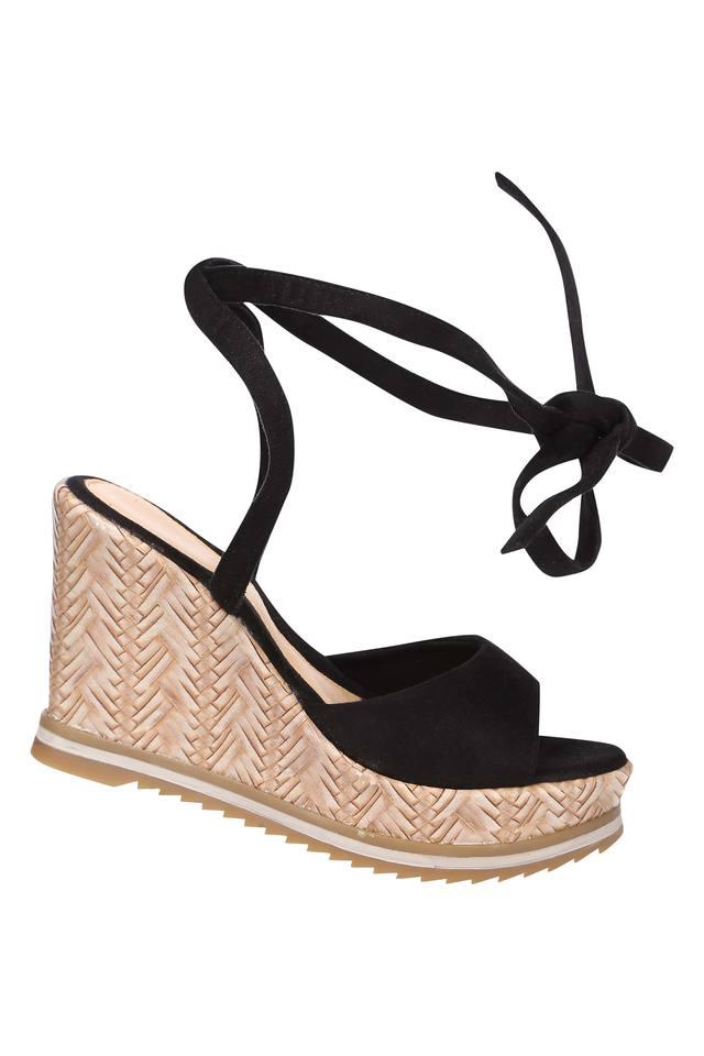 Black tie best sale up wedge sandals