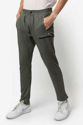 Solid Cotton Blend Slim Fit Men's Track Pants