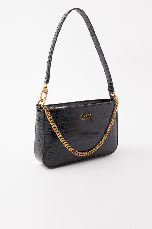 Buy Guess Katey Croc Logo Detailed Luxury Satchel In Black