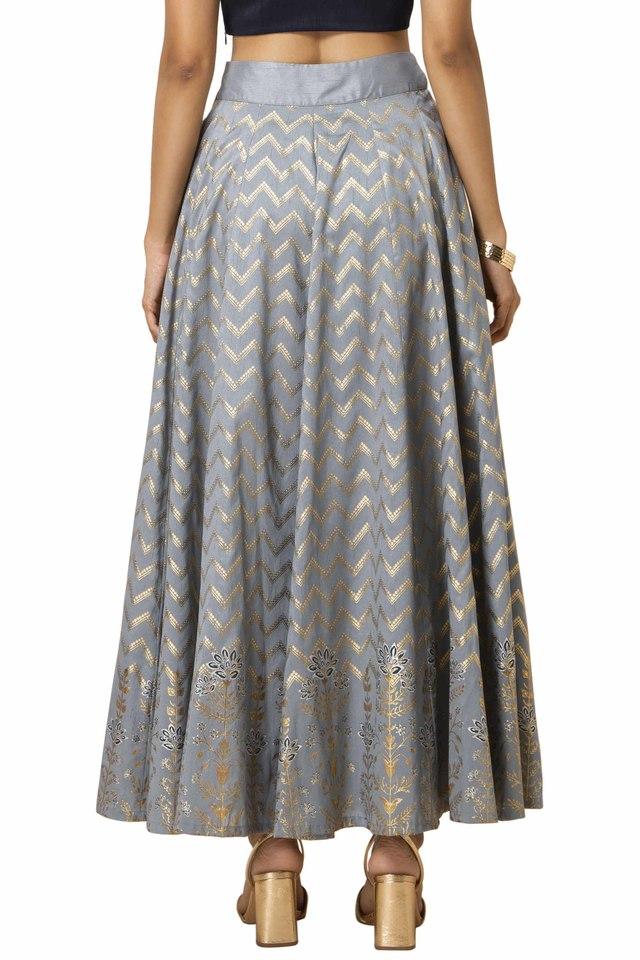 Buy INDYA Grey Reglar Fit Regular Length Silk Womens Ethnic Maxi Skirt |  Shoppers Stop