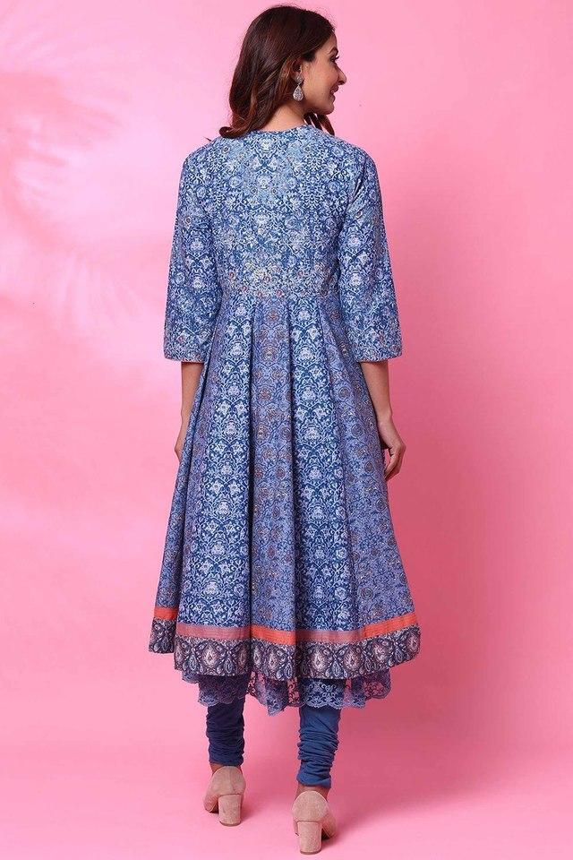 Buy Pure Cotton Anarkali Kurti Flaired Indian Maxi Dress With Chiffon  Dupatta Custom Stitched to Plus Sizes Online in India - Etsy