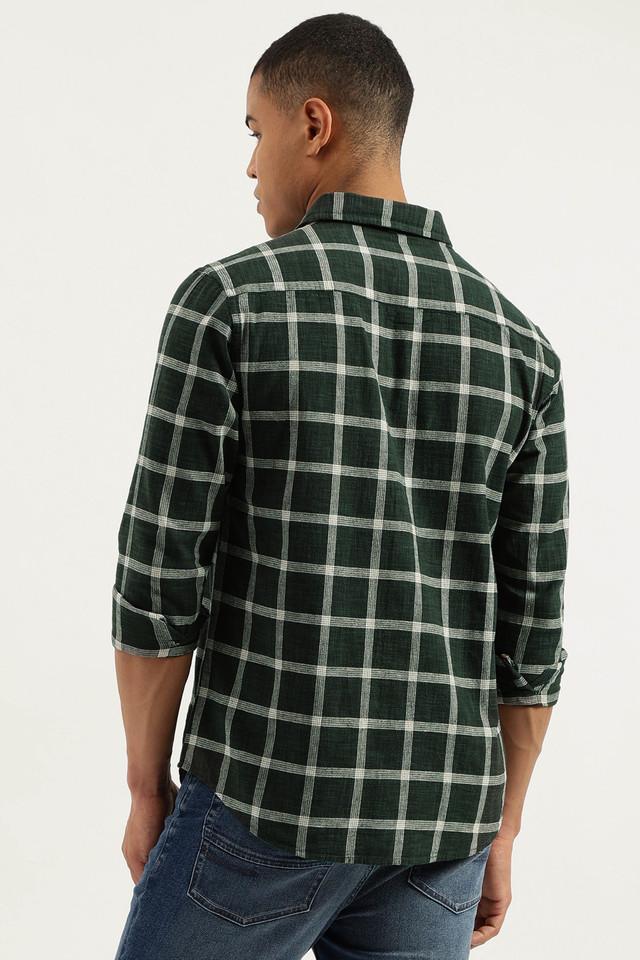 Buy UCB Green Checks Cotton Regular Fit Men s Casual Wear Shirt Shoppers Stop