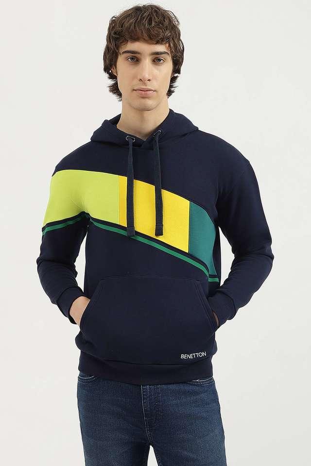 Buy UCB Navy Solid Cotton Hooded Men s Sweatshirt Shoppers Stop