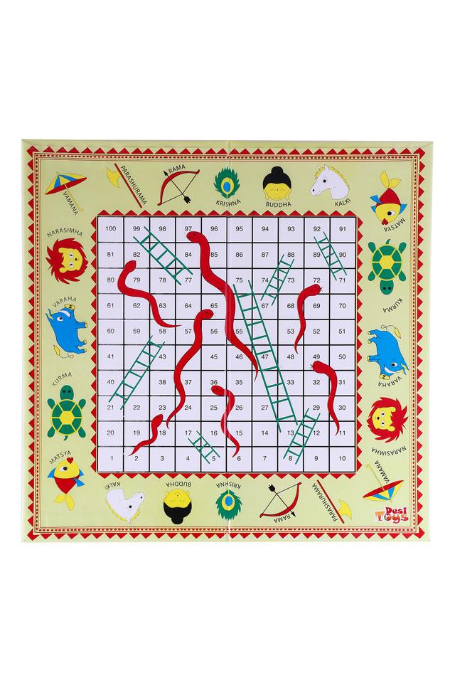 Buy DESI TOYS Multi 2 In 1 Strategy Board Game Of Goats N Tigers & Snakes N Ladders Shoppers Stop