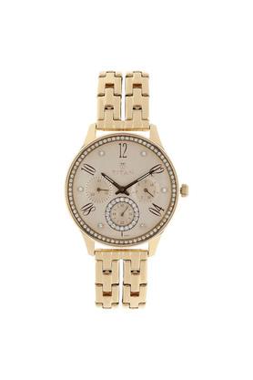 Womens Purple Rose Gold Dial Stainless Steel Analog Watch NP95040WM01
