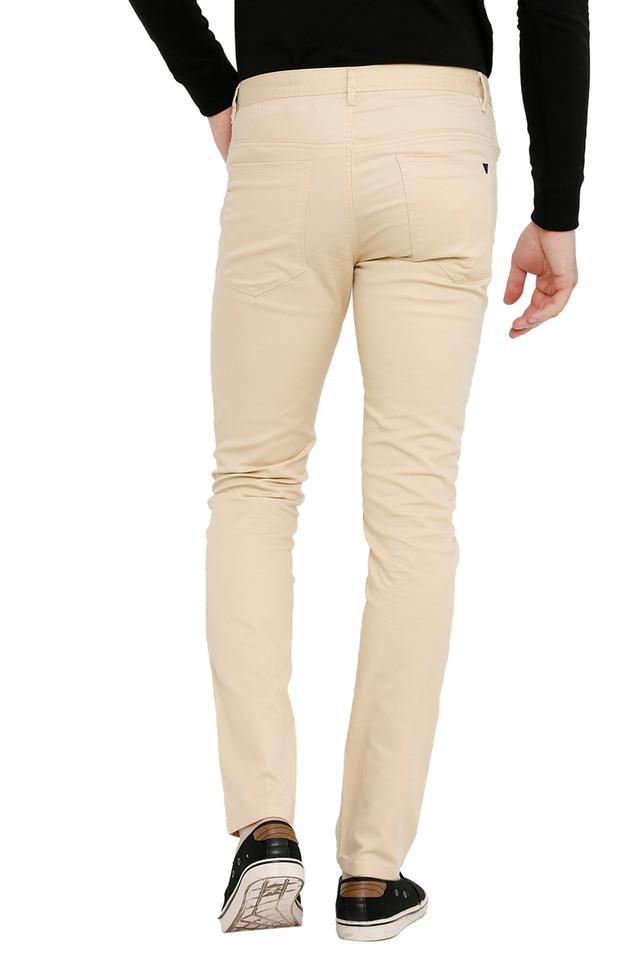 RedTape Mens Beige Solid Washed Cotton Spandex Skinny Jeans  RDM0087A