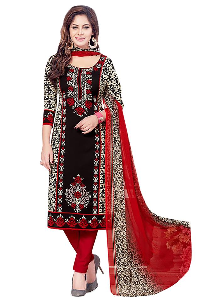 Womens Printed Unstitched Churidar Suit Dress Material with Dupatta Combo of 2