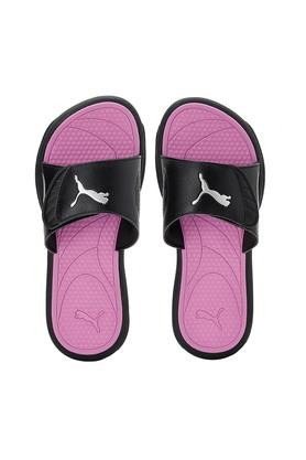 Pink and discount black puma slides