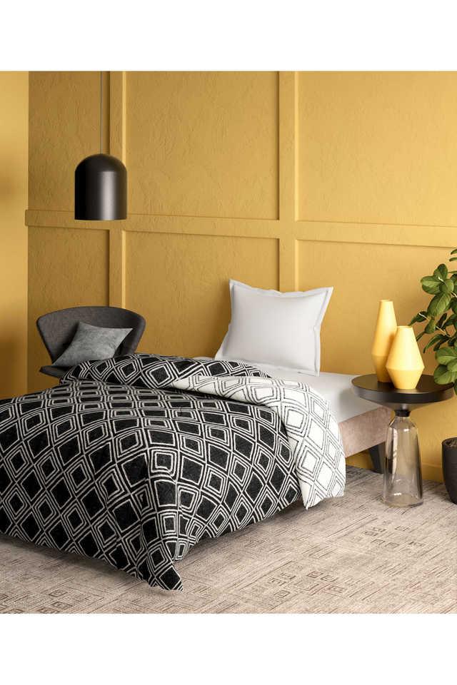 Buy PORTICO Black Printed 80 GSM Black Color Single Size Comforter