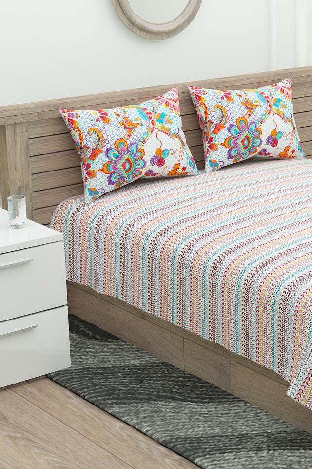 Buy PORTICO Stripe Double Bed Sheet with Pillow Cover Shoppers Stop