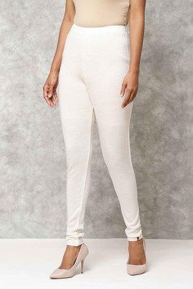 Buy BIBA Ecru Straight Fit Cotton Womens Leggings