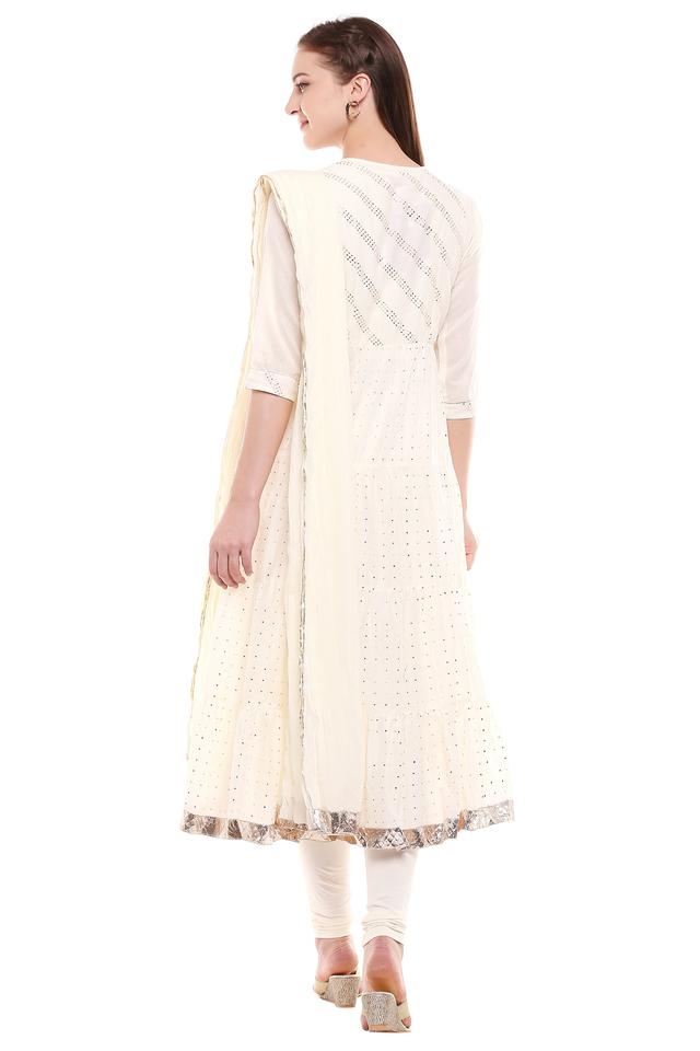 Buy White Anarkali Churidar Suit And White Dupatta Online - DMV13175 |  Andaaz Fashion