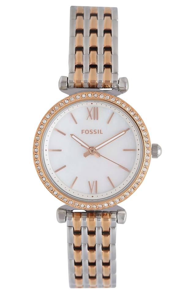 Fossil ES-2612 Women's 30mm Clear Plastic Watch Jeweled Bezel 6 1/2