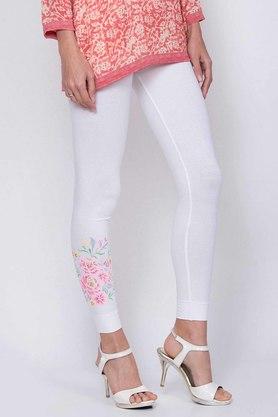 Womens White Viscose Leggings