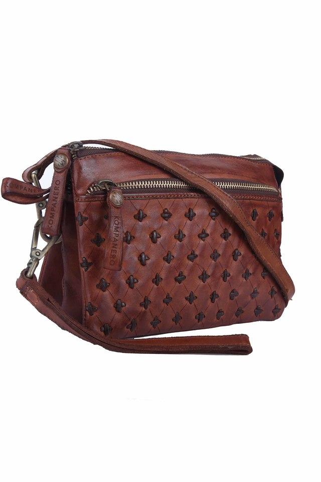 Buy KOMPANERO Olive Womens Zipper Closure Cognac Color Sling Bag