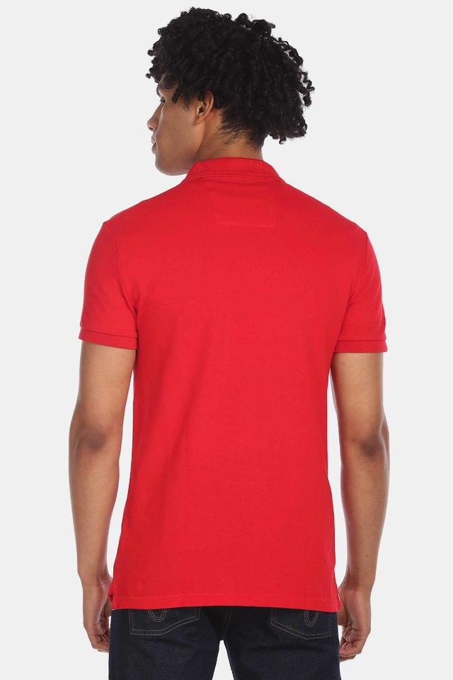 Buy CALVIN KLEIN JEANS Red Solid Cotton Slim Fit Mens Polo T-Shirt