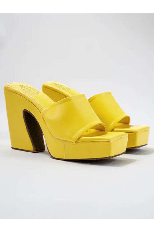 Buy SHOETOPIA Yellow Synthetic Slipon Women's Casual Sandals