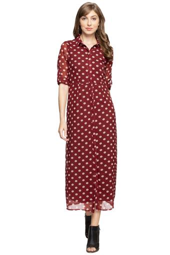 maroon polka dot dress