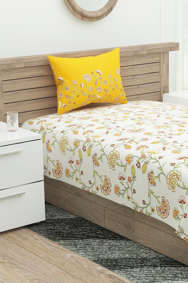 Buy PORTICO Floral Printed Single Bed Sheet with Pillow Cover