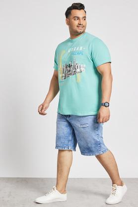 Mens plus size denim on sale shorts