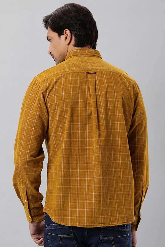 Mufti mustard yellow hot sale checked casual shirt