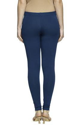 Souchii Navy Blue Solid Slim-Fit Ankle-Length Leggings