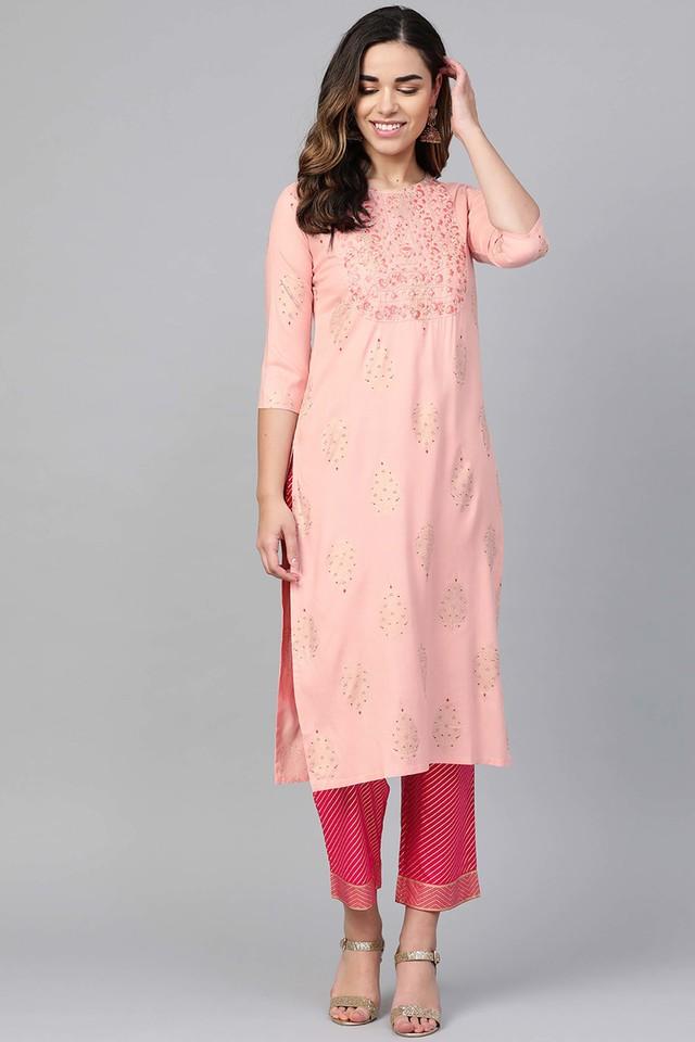 Women Striped Rayon Kurta Set with Pants