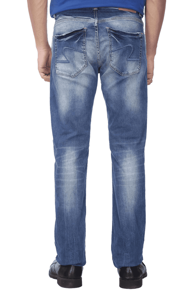 Men's Dark Blue Relaxed Fit Stretch Jeans