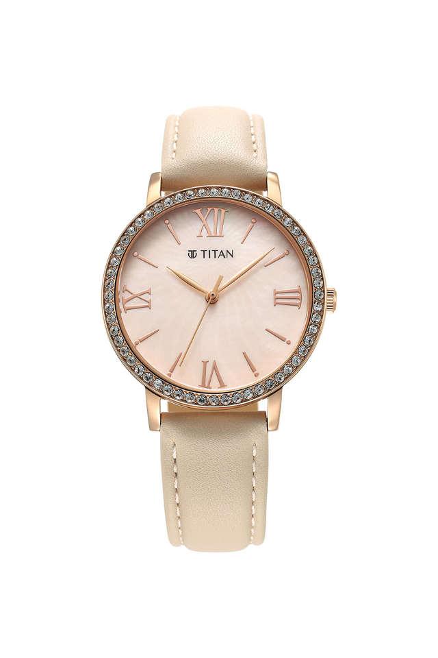 Buy TITAN Purple Style Up 39.50 x 7.32 x 34 mm Rose Gold Copper Dial Leather Analog Watch For Women 95236WL01 Shoppers Stop