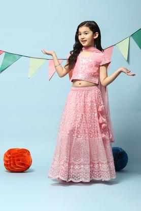 Buy BIBA GIRLS Solid Polyester Regular Fit Girls Lehenga Choli Set