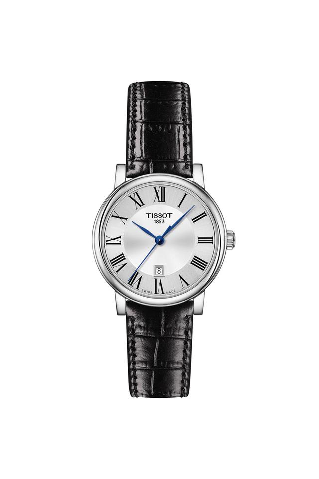 Silver dial clearance leather strap watch