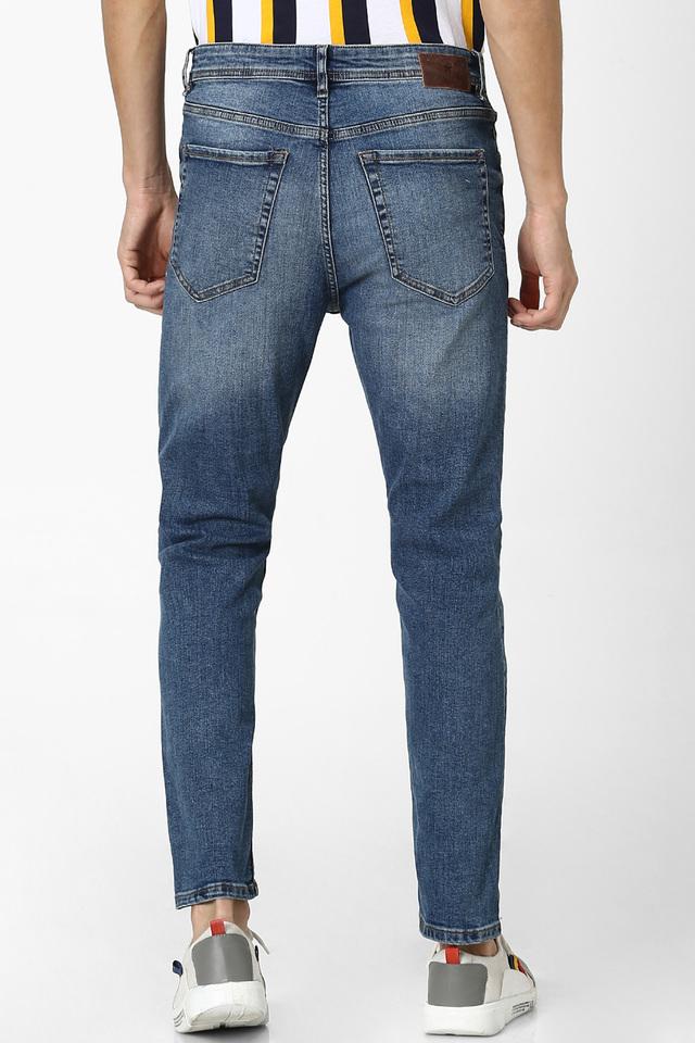 Medium Blue Solid Ankle-Length Casual Men Carrot Fit Jeans - Selling Fast  at Pantaloons.com