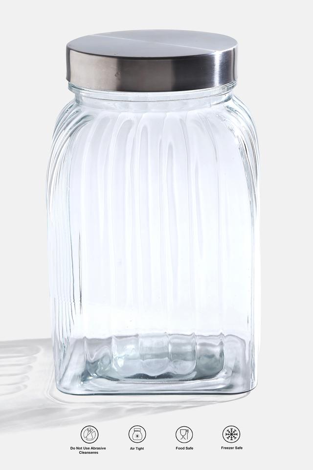 Buy HOMESTOP Ribbed Glass Jar 2100 ml Shoppers Stop