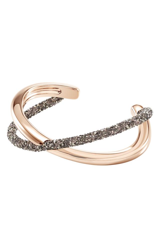 Womens Crystaldust Rose Gold Plated Cross Cuff