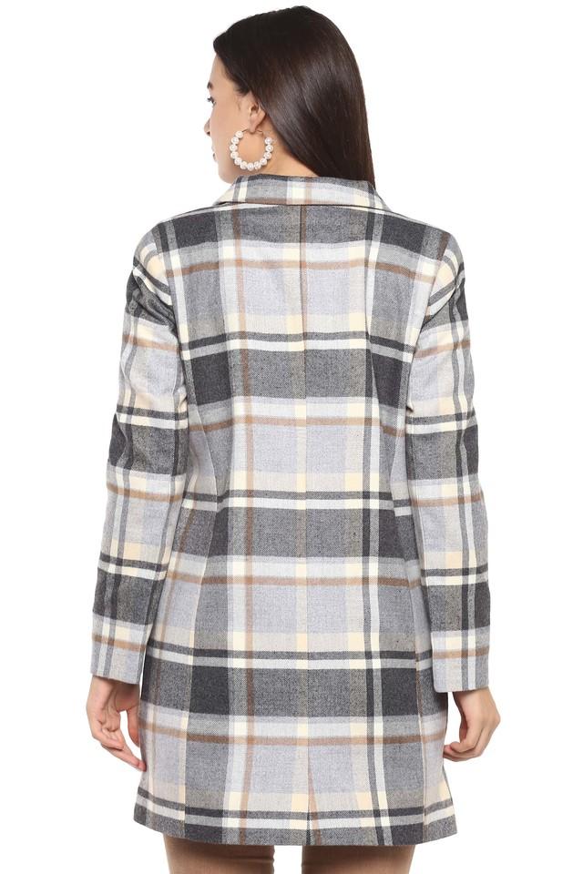 Womens grey hot sale check coat