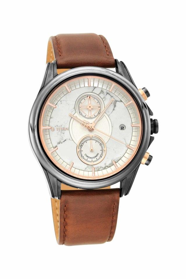 Buy TITAN undefined Mens Grandmaster II White Dial Chronograph Watch 1847KL01 Shoppers Stop