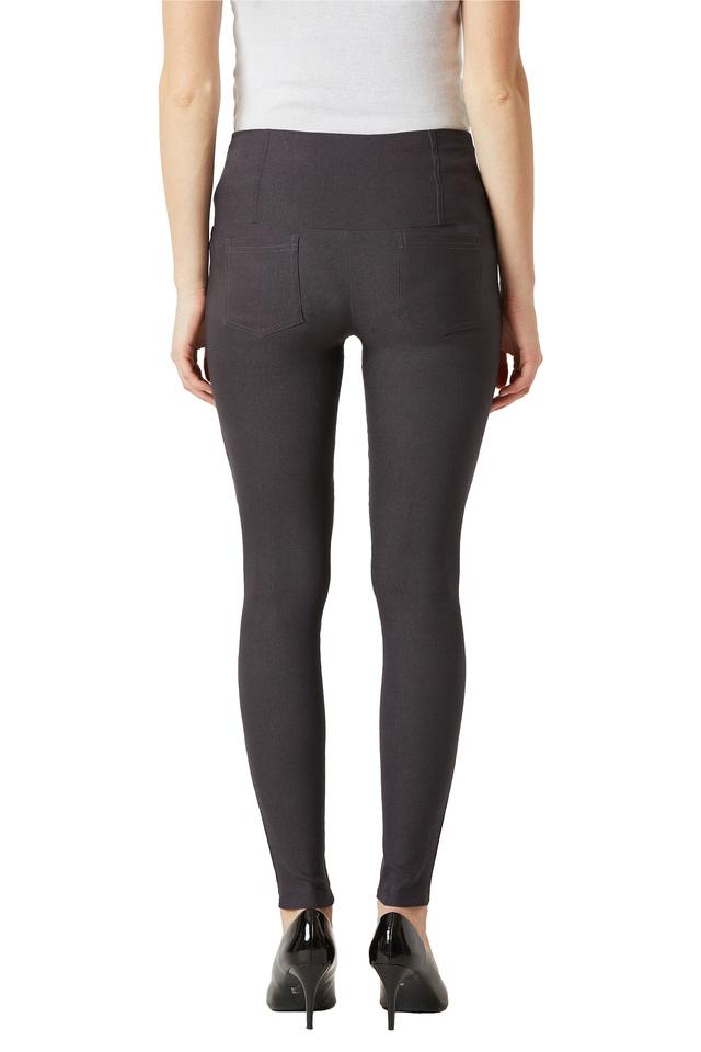 Suede Leggings High Waisted Charcoal Grey –