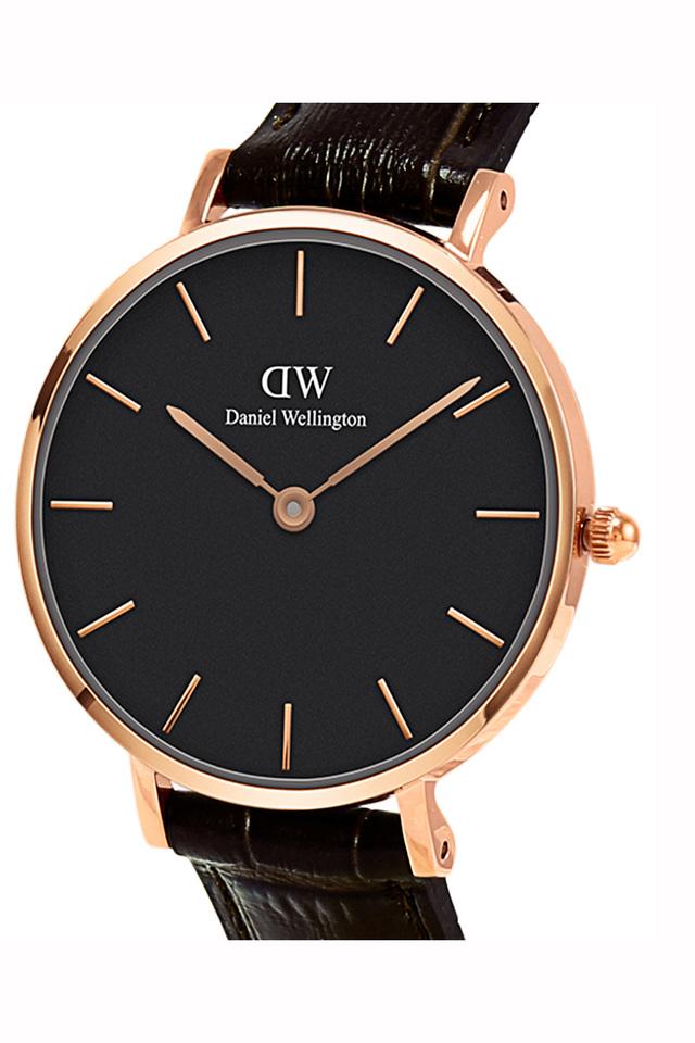 Buy DANIEL WELLINGTON Womens Black Dial Leather Analogue Watch